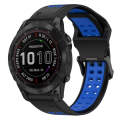 For Garmin Fenix 7 Sapphire Solar 22mm Two-Color Reverse Buckle Silicone Watch Band(Black+Blue)