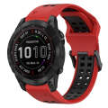 For Garmin Fenix 7 Sapphire Solar 22mm Two-Color Reverse Buckle Silicone Watch Band(Red+Black)
