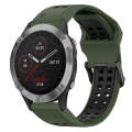 For Garmin Fenix 6 22mm Two-Color Reverse Buckle Silicone Watch Band(Army Green+Black)