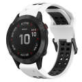For Garmin Fenix 6 Pro 22mm Two-Color Reverse Buckle Silicone Watch Band(White+Black)