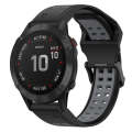 For Garmin Fenix 6 Pro 22mm Two-Color Reverse Buckle Silicone Watch Band(Black+Grey)