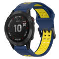 For Garmin Fenix 6 Pro 22mm Two-Color Reverse Buckle Silicone Watch Band(Blue+Yellow)