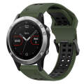 For Garmin Fenix 5 22mm Two-Color Reverse Buckle Silicone Watch Band(Army Green+Black)