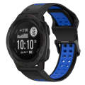 For Garmin Instinct 22mm Two-Color Reverse Buckle Silicone Watch Band(Black+Blue)