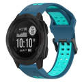 For Garmin Instinct 22mm Two-Color Reverse Buckle Silicone Watch Band(Blue+Teal)