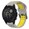 For Garmin Descent G1 22mm Two-Color Reverse Buckle Silicone Watch Band(Grey+Yellow)