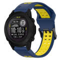 For Garmin Descent G1 22mm Two-Color Reverse Buckle Silicone Watch Band(Blue+Yellow)