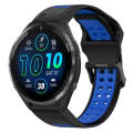 For Garmin Forerunner 965 22mm Two-Color Reverse Buckle Silicone Watch Band(Black+Blue)