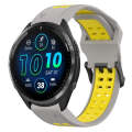 For Garmin Forerunner 965 22mm Two-Color Reverse Buckle Silicone Watch Band(Grey+Yellow)
