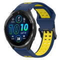 For Garmin Forerunner 965 22mm Two-Color Reverse Buckle Silicone Watch Band(Blue+Yellow)