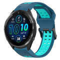For Garmin Forerunner 965 22mm Two-Color Reverse Buckle Silicone Watch Band(Blue+Teal)