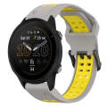 For Garmin Forerunner 955 22mm Two-Color Reverse Buckle Silicone Watch Band(Grey+Yellow)