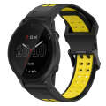 For Garmin Forerunner 945 22mm Two-Color Reverse Buckle Silicone Watch Band(Black+Yellow)