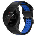 For Garmin Forerunner 945 22mm Two-Color Reverse Buckle Silicone Watch Band(Black+Blue)
