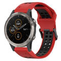 For Garmin Fenix 5 Plus 22mm Two-Color Reverse Buckle Silicone Watch Band(Red+Black)