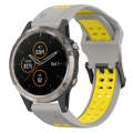 For Garmin Fenix 5 Plus 22mm Two-Color Reverse Buckle Silicone Watch Band(Grey+Yellow)