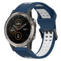 For Garmin Fenix 5 Plus 22mm Two-Color Reverse Buckle Silicone Watch Band(Blue+White)
