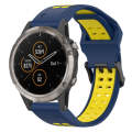 For Garmin Fenix 5 Plus 22mm Two-Color Reverse Buckle Silicone Watch Band(Blue+Yellow)