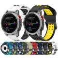 For Garmin Fenix 5 22mm Two-Color Reverse Buckle Silicone Watch Band(Black+Yellow)