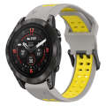 For Garmin Epix Pro 51mm 26mm Two-Color Reverse Buckle Silicone Watch Band(Grey+Yellow)