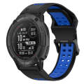 For Garmin Instinct 2X Solar 26mm Two-Color Reverse Buckle Silicone Watch Band(Black+Blue)