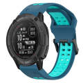For Garmin Instinct 2X Solar 26mm Two-Color Reverse Buckle Silicone Watch Band(Blue+Teal)