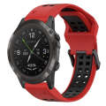 For Garmin D2 Delta PX 26mm Two-Color Reverse Buckle Silicone Watch Band(Red+Black)