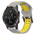 For Garmin D2 Delta PX 26mm Two-Color Reverse Buckle Silicone Watch Band(Grey+Yellow)