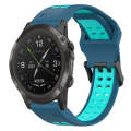 For Garmin D2 Delta PX 26mm Two-Color Reverse Buckle Silicone Watch Band(Blue+Teal)