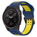 For Garmin Tactix 7 Pro 26mm Two-Color Reverse Buckle Silicone Watch Band(Blue+Yellow)