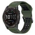 For Garmin Fenix 7X 26mm Two-Color Reverse Buckle Silicone Watch Band(Army Green+Black)