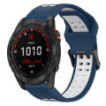 For Garmin Fenix 7X Solar 26mm Two-Color Reverse Buckle Silicone Watch Band(Blue+White)