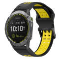 For Garmin Enduro 26mm Two-Color Reverse Buckle Silicone Watch Band(Black+Yellow)