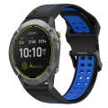 For Garmin Enduro 26mm Two-Color Reverse Buckle Silicone Watch Band(Black+Blue)