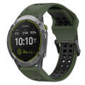 For Garmin Enduro 26mm Two-Color Reverse Buckle Silicone Watch Band(Army Green+Black)