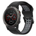 For Garmin Fenix 5X 26mm Two-Color Reverse Buckle Silicone Watch Band(Black+Grey)