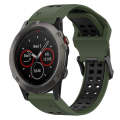 For Garmin Fenix 5X 26mm Two-Color Reverse Buckle Silicone Watch Band(Army Green+Black)