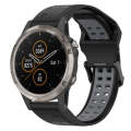 For Garmin Fenix 5X Plus 26mm Two-Color Reverse Buckle Silicone Watch Band(Black+Grey)