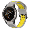 For Garmin Fenix 5X Plus 26mm Two-Color Reverse Buckle Silicone Watch Band(Grey+Yellow)