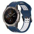 For Garmin Fenix 5X Plus 26mm Two-Color Reverse Buckle Silicone Watch Band(Blue+White)