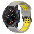 For Garmin Descent MK 2i 26mm Two-Color Reverse Buckle Silicone Watch Band(Grey+Yellow)