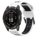 For Garmin Fenix 7S Pro 42mm 20mm Two-Color Reverse Buckle Silicone Watch Band(White+Black)