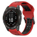 For Garmin Fenix 7S Pro 42mm 20mm Two-Color Reverse Buckle Silicone Watch Band(Red+Black)