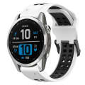 For Garmin Fenix 7S 20mm Two-Color Reverse Buckle Silicone Watch Band(White+Black)