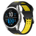 For Garmin Fenix 7S 20mm Two-Color Reverse Buckle Silicone Watch Band(Black+Yellow)