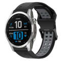 For Garmin Fenix 7S 20mm Two-Color Reverse Buckle Silicone Watch Band(Black+Grey)