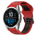 For Garmin Fenix 7S 20mm Two-Color Reverse Buckle Silicone Watch Band(Red+Black)