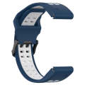 For Garmin Fenix 7S 20mm Two-Color Reverse Buckle Silicone Watch Band(Blue+White)