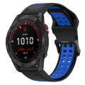 For Garmin Fenix 7S Solar 20mm Two-Color Reverse Buckle Silicone Watch Band(Black+Blue)