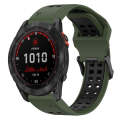 For Garmin Fenix 7S Solar 20mm Two-Color Reverse Buckle Silicone Watch Band(Army Green+Black)